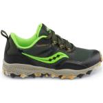 Chaussures de running Saucony vertes en fil filet étanches à lacets pour homme en promo 