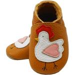 SAYOYO Chaussures Bébé Cuir Souple Premiers Pas Respirant Chaussons Orange pour Bébé Fille 12-18 Mois L 21/22