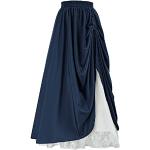 Jupes longues bleu marine en dentelle à volants Taille L look médiéval pour femme 