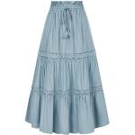 Jupes longues de soirée bleus clairs en dentelle smockées Taille XL look médiéval pour femme 