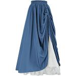 Jupes longues bleues en dentelle à volants Taille S look médiéval pour femme 