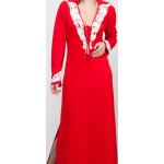 Robes de bal longues rouges en dentelle maxi à manches longues pour femme 