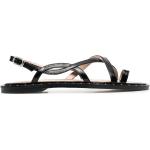 Sandales plates Scarosso noires en cuir de veau à clous à bouts ouverts Pointure 41 pour femme en promo 