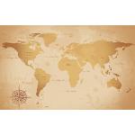 Papiers peints panoramiques marron imprimé carte du monde 