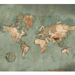 Papiers peints panoramiques vert d'eau imprimé carte du monde 