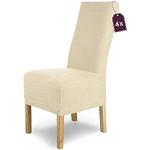 Housses de chaise blanc crème en chenille extensibles en lot de 4 modernes 