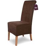 Housses de chaise marron en velours extensibles en lot de 4 modernes 