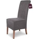 Housses de chaise grises en velours extensibles en lot de 6 modernes 