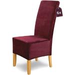Housses de chaise rouge bordeaux en velours extensibles en lot de 6 modernes 