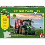 Schmidt Spiele- Puzzle John deere-8370R Tracteur 60 Pièces avec Siku Tractor, 56043