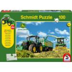 SCHMIDT SPIELE - Puzzle - Tracteur 7310R avec 8600i ramasseuse hacheuse - 100 pcs - avec tracteur