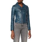 Vestes en cuir Schott NYC bleu indigo en cuir Taille S look fashion pour femme 