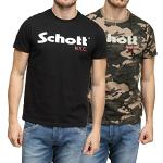 Schott Nyc TS01MCLOGO T-Shirt, Homme, Lot de 2, Multicolore (Camokaki/Black), XXL