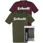 Schott Nyc TS01MCLOGO T-Shirt, Homme, Lot de 2, Multicolore (Kaki/Bordeaux), M