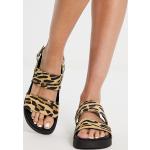Sandales multicolores à effet léopard en cuir en cuir à bouts ouverts Pointure 38 pour femme en promo 