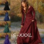 Robes en velours de soirée vertes en velours longues Taille 3 XL look médiéval pour femme 