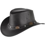 Chapeaux de cowboy Scippis noirs en cuir de vache 59 cm look fashion pour femme 