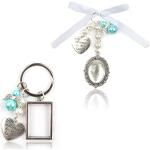 Porte-clés pour la Saint-Valentin argentés à perles avec photo personnalisés look fashion 
