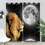 Rideaux imprimé africain en polyester à motif lions occultants 