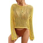 Bikinis jaunes en fil filet à col rond Taille S look fashion pour femme 