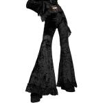 Pantalons taille haute noirs à fleurs en velours Taille S look gothique pour femme 