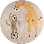 Tapis ronds Sebra blancs cassés en coton à motif animaux diamètre 120 cm pour enfant 