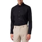 Chemises Seidensticker noires en coton à manches longues à manches longues col kent look fashion pour homme en promo 