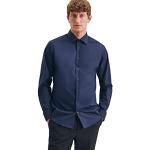 Chemises Seidensticker bleues sans repassage col kent look business pour homme en promo 
