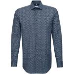 Chemises Seidensticker bleues en coton en soie à manches longues look fashion pour homme 