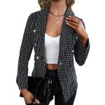 Manteaux courts noirs à carreaux Taille XL plus size look fashion pour femme 
