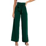 Pantalons large vert foncé avec ceinture Taille L look fashion pour femme 