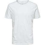 T-shirts Selected Homme blancs en coton à manches courtes lavable en machine à manches courtes à col rond Taille M look fashion pour homme 
