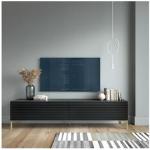 SELSEY Meuble TV - 140 cm - lamelle noire - LAMMELO