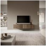 SELSEY Meuble TV 140 cm - noir avec façade artisanale chêne fraisé - TELIRE