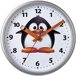 Horloges silencieuses grises en plastique à motif pingouins 
