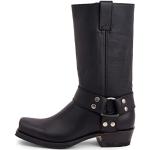 Bottines Sendra Boots noires en cuir à bouts ronds à fermetures éclair Pointure 42 look fashion 