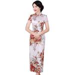 Robes d'été blanches à fleurs en polyester à manches courtes Taille 4 XL look asiatique pour femme en promo 