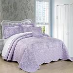 Couvre-lits violet lavande à motif fleurs lavable en machine 