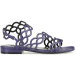 Sandales plates Sergio Rossi violet foncé en cuir à bouts carrés Pointure 40,5 pour femme 