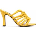Sandales à talons Sergio Rossi jaunes en cuir de veau à bouts ouverts Pointure 38 pour femme en promo 
