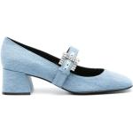 Escarpins à brides Sergio Rossi bleues claires en cuir à bouts carrés à boucles Pointure 40 avec un talon entre 5 et 7cm look fashion pour femme 