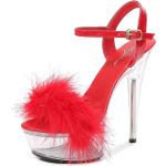 Sandales compensées rouges en caoutchouc Pointure 34 avec un talon de plus de 9cm look sexy pour femme 