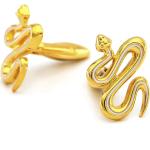 Boutons de manchettes de marié dorées en émail à motif serpents pour homme 