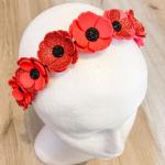 Serre-tête rouge coquelicot à strass à motif fleurs pour fille de la boutique en ligne Etsy.com 