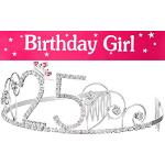 serre-tête couronne + écharpe Birthday Girl 25e an