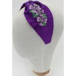 Turbans violets à fleurs à strass Tailles uniques pour femme 