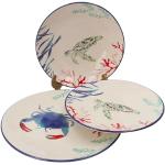 Assiettes plates blanches en céramique à motif tortues en lot de 18 diamètre 28 cm 