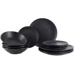 Assiettes plates noires diamètre 26 cm contemporaines 