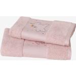 Serviettes de bain Vertbaudet rose bonbon en coton à motif licornes 50x90 pour enfant 