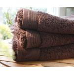 Serviettes de bain Blanc des Vosges marron en éponge compatible sèche-linge 55x110 